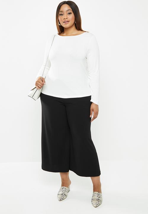edit Plus - 2 Pack boat neck tops - black & white