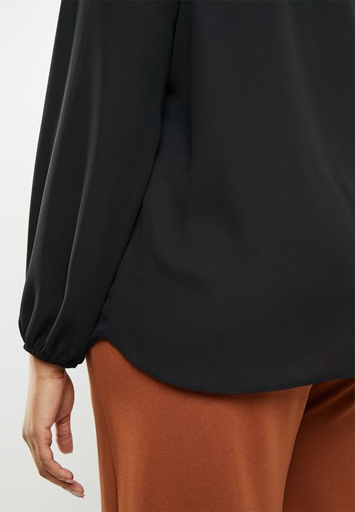 edit Plus - Sheer balloon sleeve blouse - black