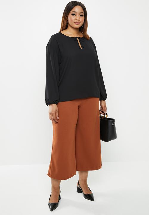 edit Plus - Sheer balloon sleeve blouse - black