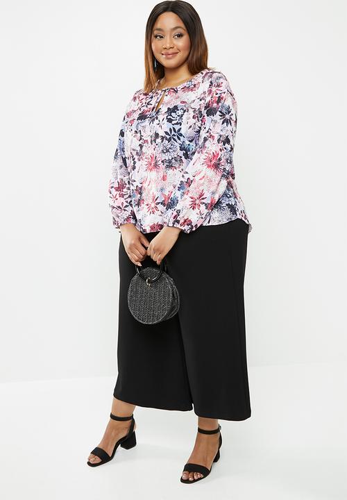 edit Plus - Sheer balloon sleeve blouse - multi