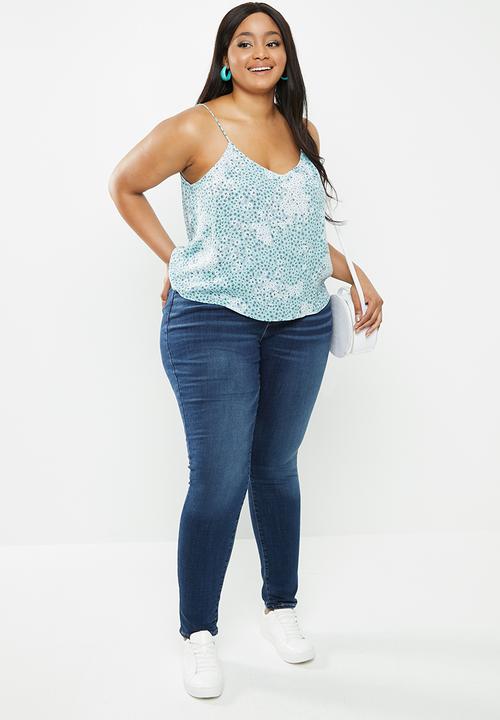 Cotton On - Curve astrid cami - ditsy cerulean
