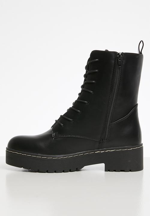 Cotton On - Frankie lace up flatform - black