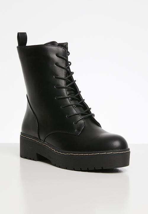 Cotton On - Frankie lace up flatform - black