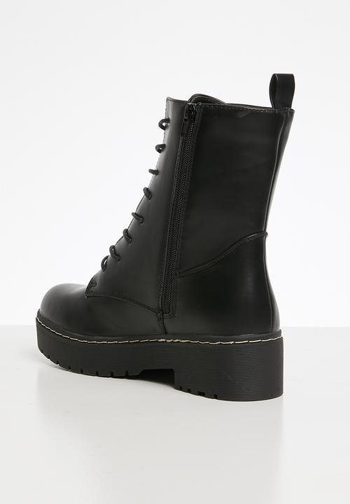 Cotton On - Frankie lace up flatform - black