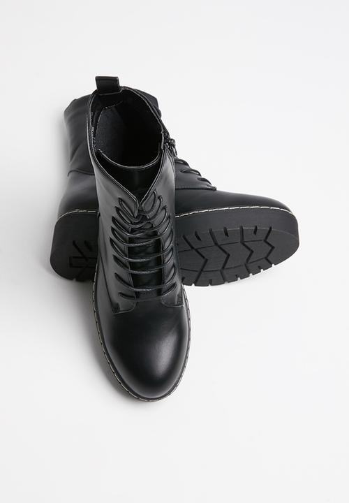 Cotton On - Frankie lace up flatform - black