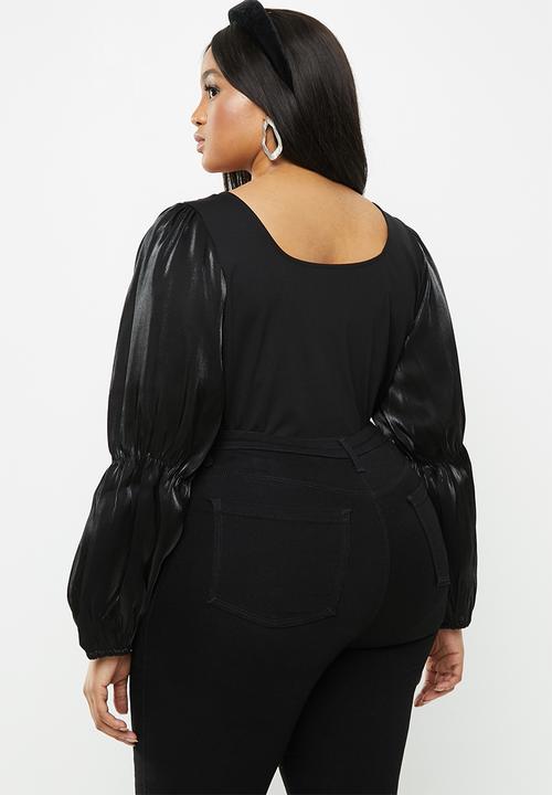Glamorous - Plus square neck blouse - black
