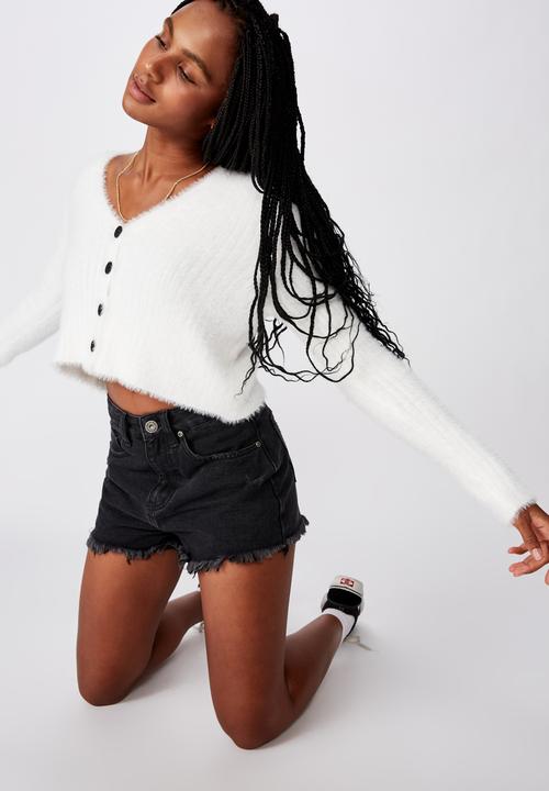 Factorie - Fluffy crop cardi - white