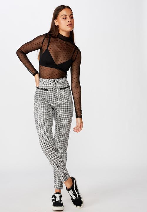 Factorie - Stretch check pant - black & white 