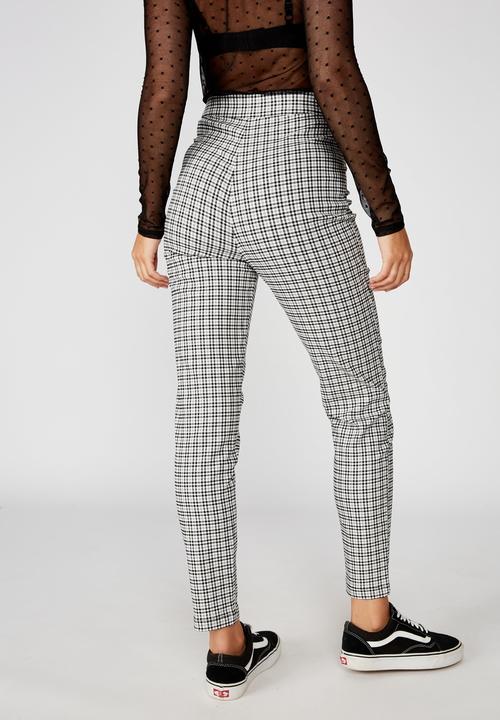 Factorie - Stretch check pant - black & white 