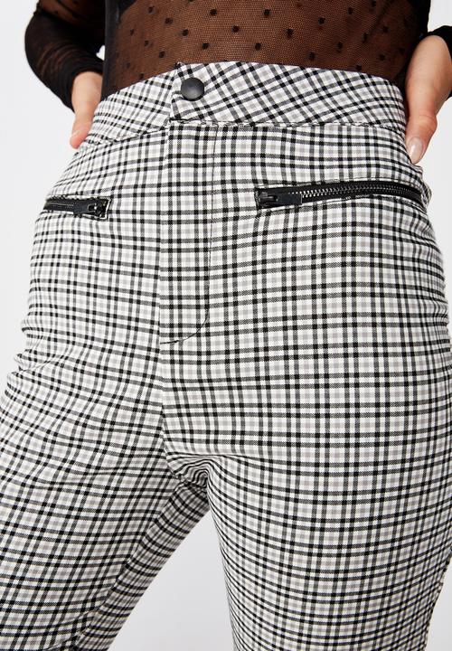 Factorie - Stretch check pant - black & white 