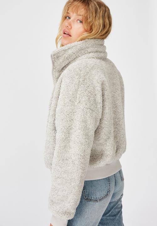 Factorie - Plush zip thru bomber - grey