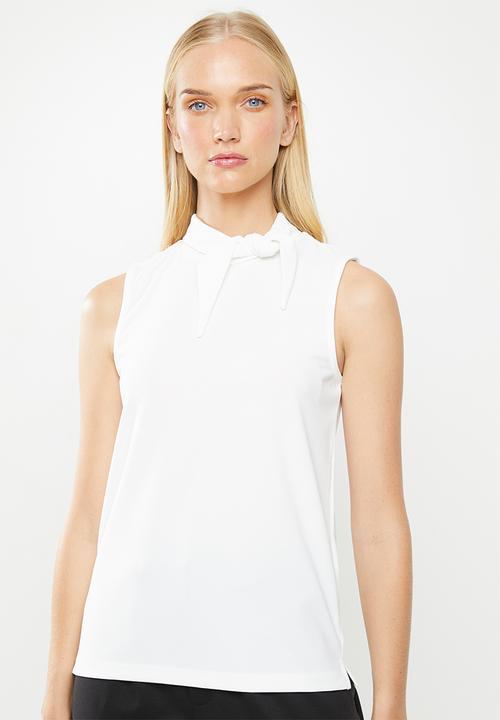 Jacqueline de Yong - Catia sleeveless neck binding top - white