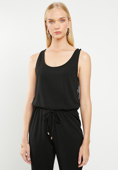 Jacqueline de Yong - Bell sleeveless lace jumpsuit - black