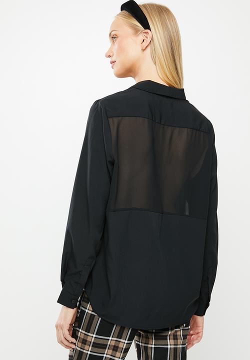 Vero Moda - Genia long sleeve V-neck top - black
