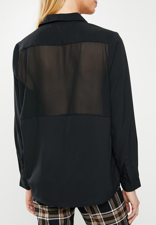 Vero Moda - Genia long sleeve V-neck top - black