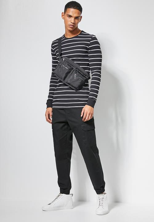 Superbalist - Stripe crew neck tee - black & white