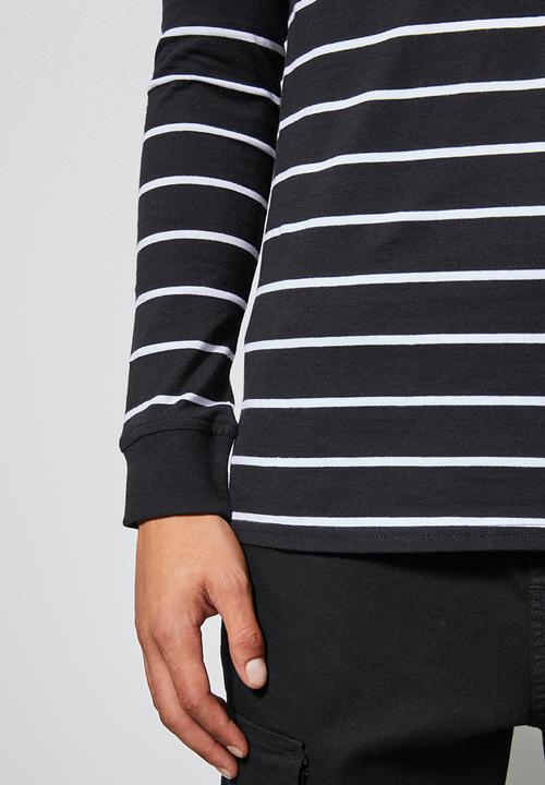 Superbalist - Stripe crew neck tee - black & white