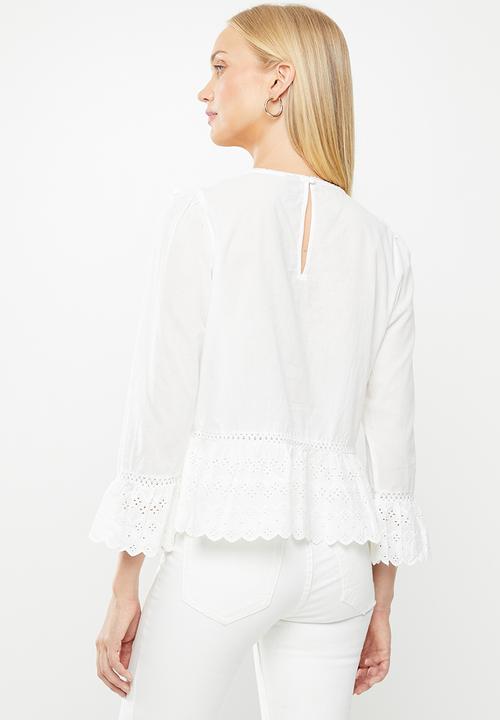 Vero Moda - Simme emb 7/8 top - white