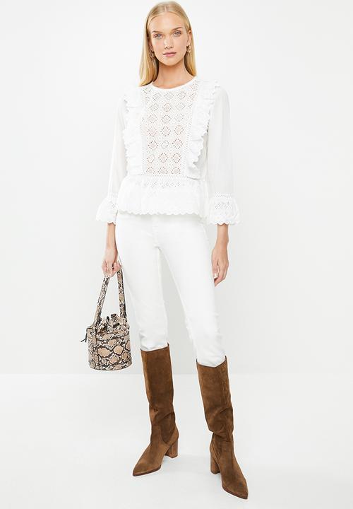 Vero Moda - Simme emb 7/8 top - white