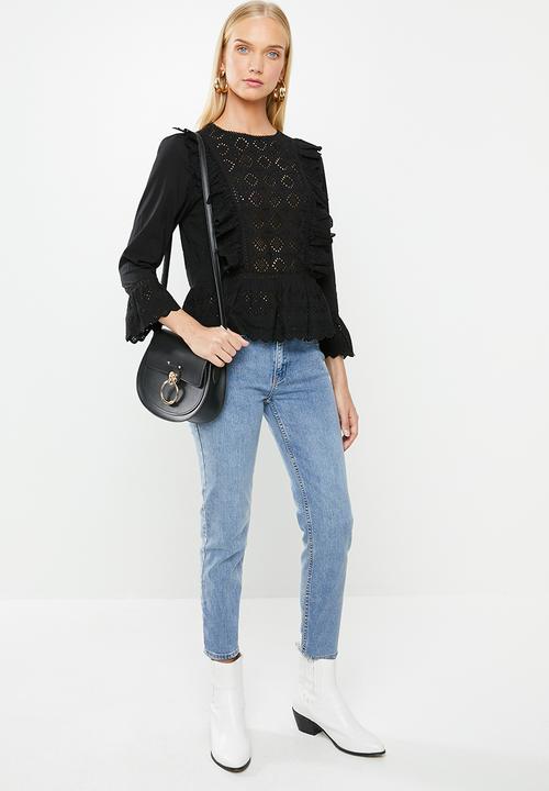 Vero Moda - Simme emb 7/8 top - black