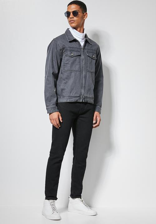 Superbalist - Zip through denim trucker jacket - grey