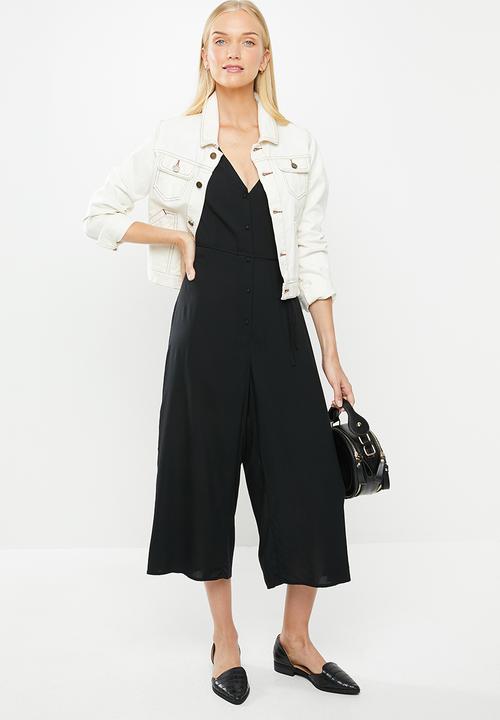 Cotton On - Woven Maggie short sleeve jumpsuit - black