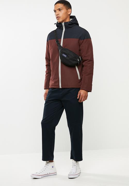 Brave Soul - Koeman colour block jacket - burgundy & navy
