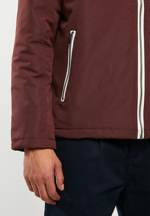 Brave Soul - Koeman colour block jacket - burgundy & navy