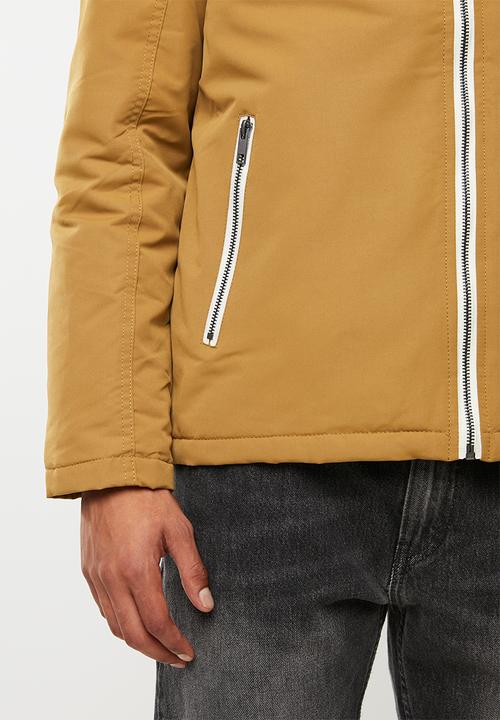 Brave Soul - Koeman colour block jacket - mustard & navy