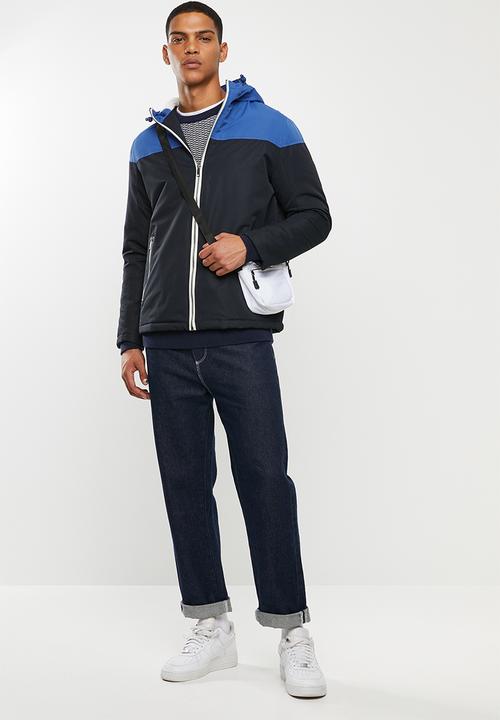 Brave Soul - Koeman colour block jacket - navy & blue 
