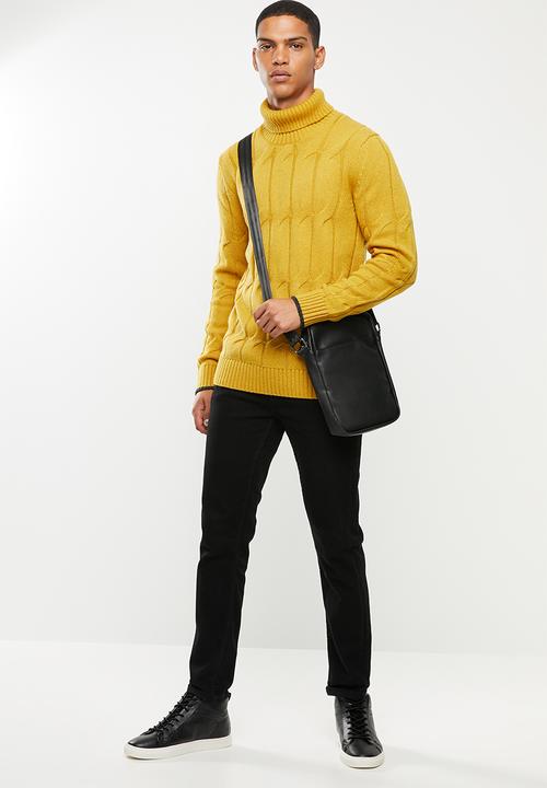 Selected Homme - Kale roll neck knit sweater - mustard