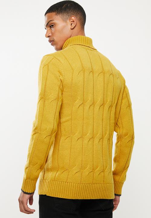Selected Homme - Kale roll neck knit sweater - mustard
