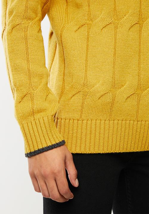 Selected Homme - Kale roll neck knit sweater - mustard