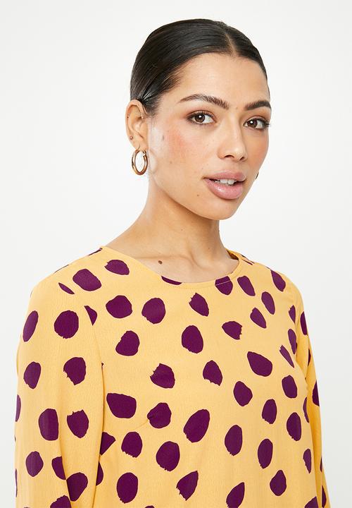 Glamorous - Messy spot tunic - yellow & purple