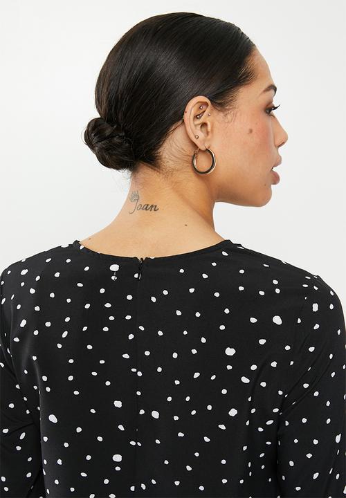 Glamorous - Messy spot tunic dress - black & white