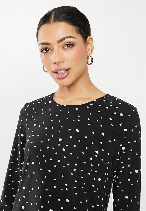Glamorous - Messy spot tunic dress - black & white