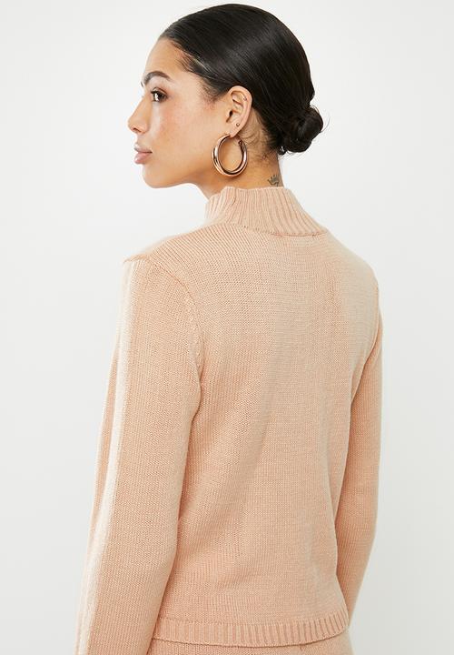 Missguided - High neck jumper side split jogger coord - pink