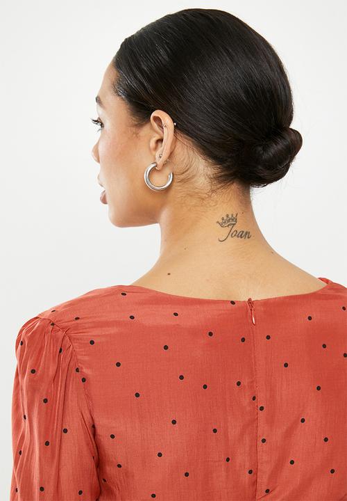 Glamorous - Mini spot dress - orange & black 