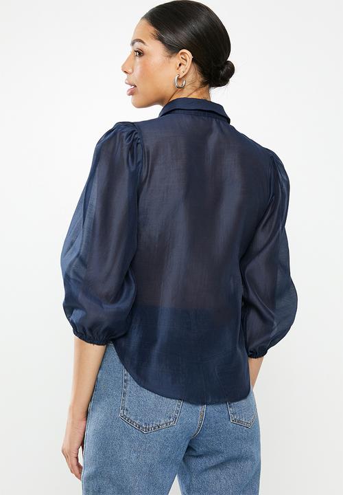Glamorous - Organza puff sleeve - navy