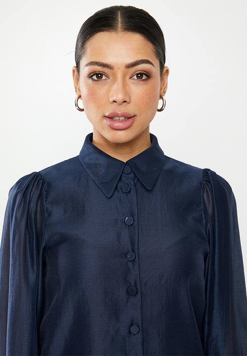 Glamorous - Organza puff sleeve - navy