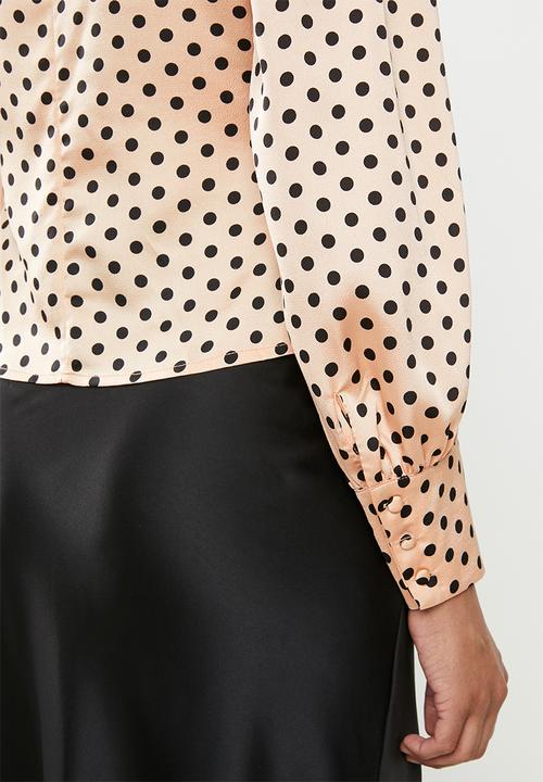Glamorous - Vneck spot blouse - peach & black