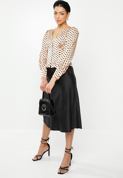 Glamorous - Vneck spot blouse - peach & black