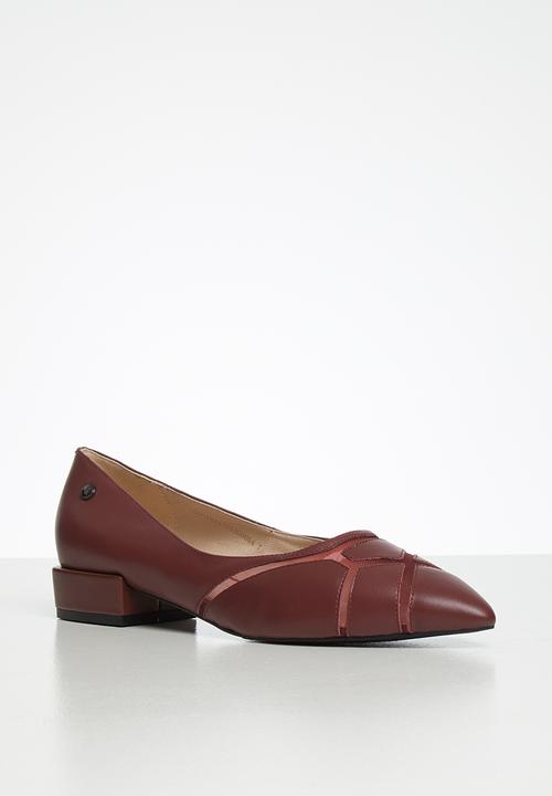 POLO - Courtney leather heeled pointy pump - burgundy
