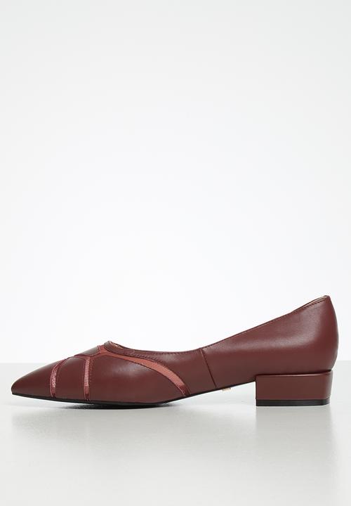 POLO - Courtney leather heeled pointy pump - burgundy
