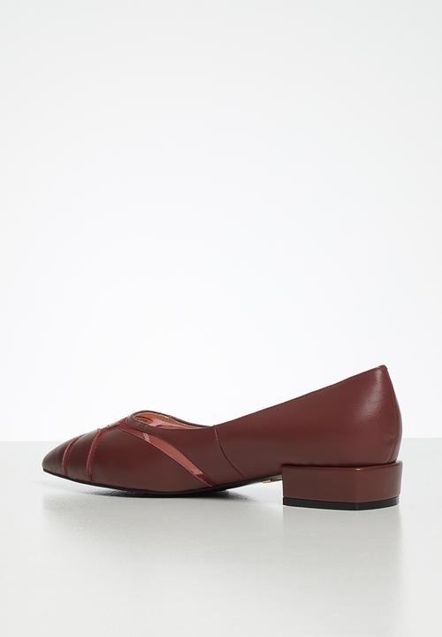 POLO - Courtney leather heeled pointy pump - burgundy