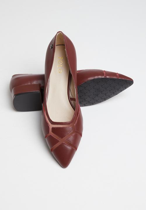 POLO - Courtney leather heeled pointy pump - burgundy
