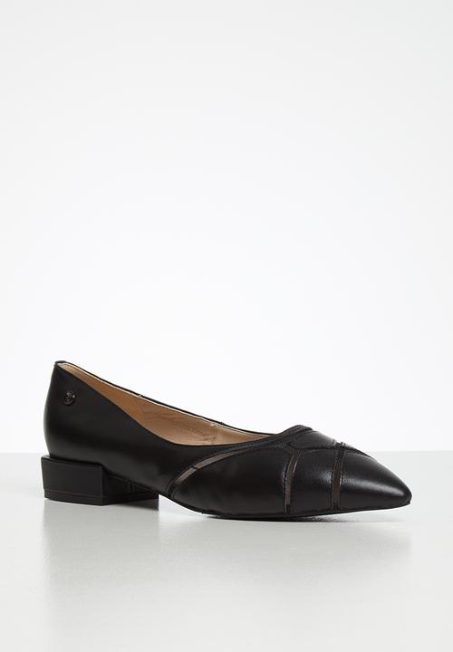 POLO - Courtney leather heeled pointy pump - black