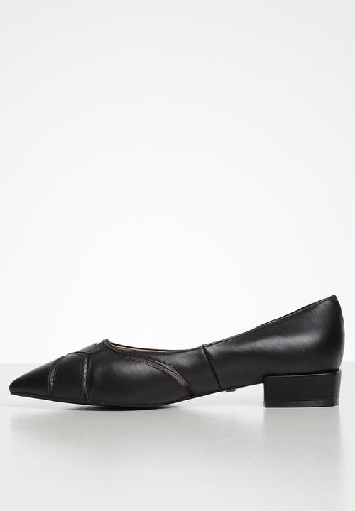 POLO - Courtney leather heeled pointy pump - black