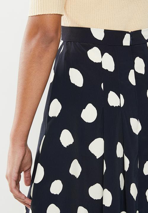 Glamorous - Petite messy spot skirt - navy & cream