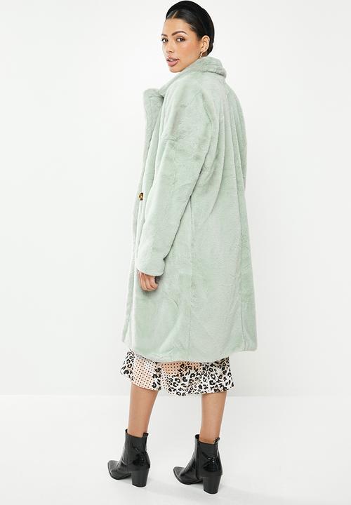 Missguided - Faux fur oversized coat - green